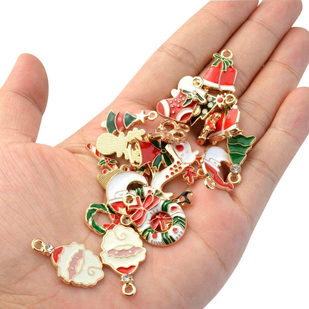 Christmas Metal Enamel Pendant Charms - Candy