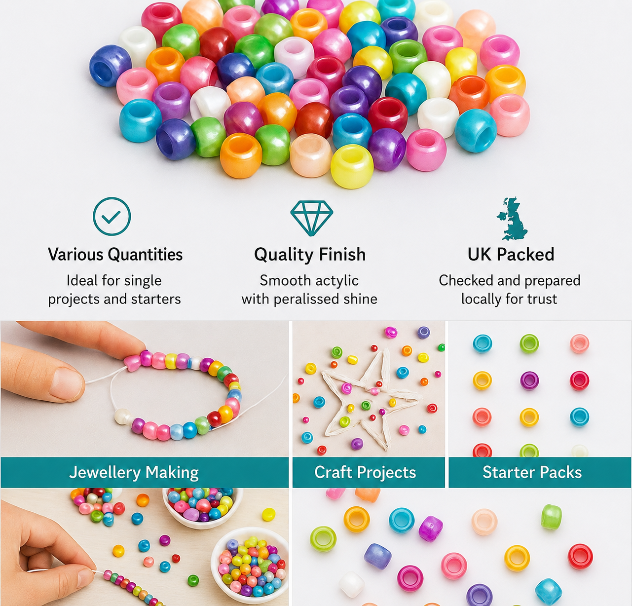 9x6mm Pearlised Pony Beads - Orange