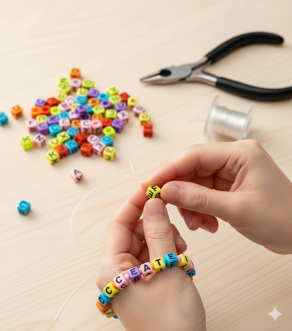 7mm Cube Acrylic Alphabet Beads - Solid Multicoloured