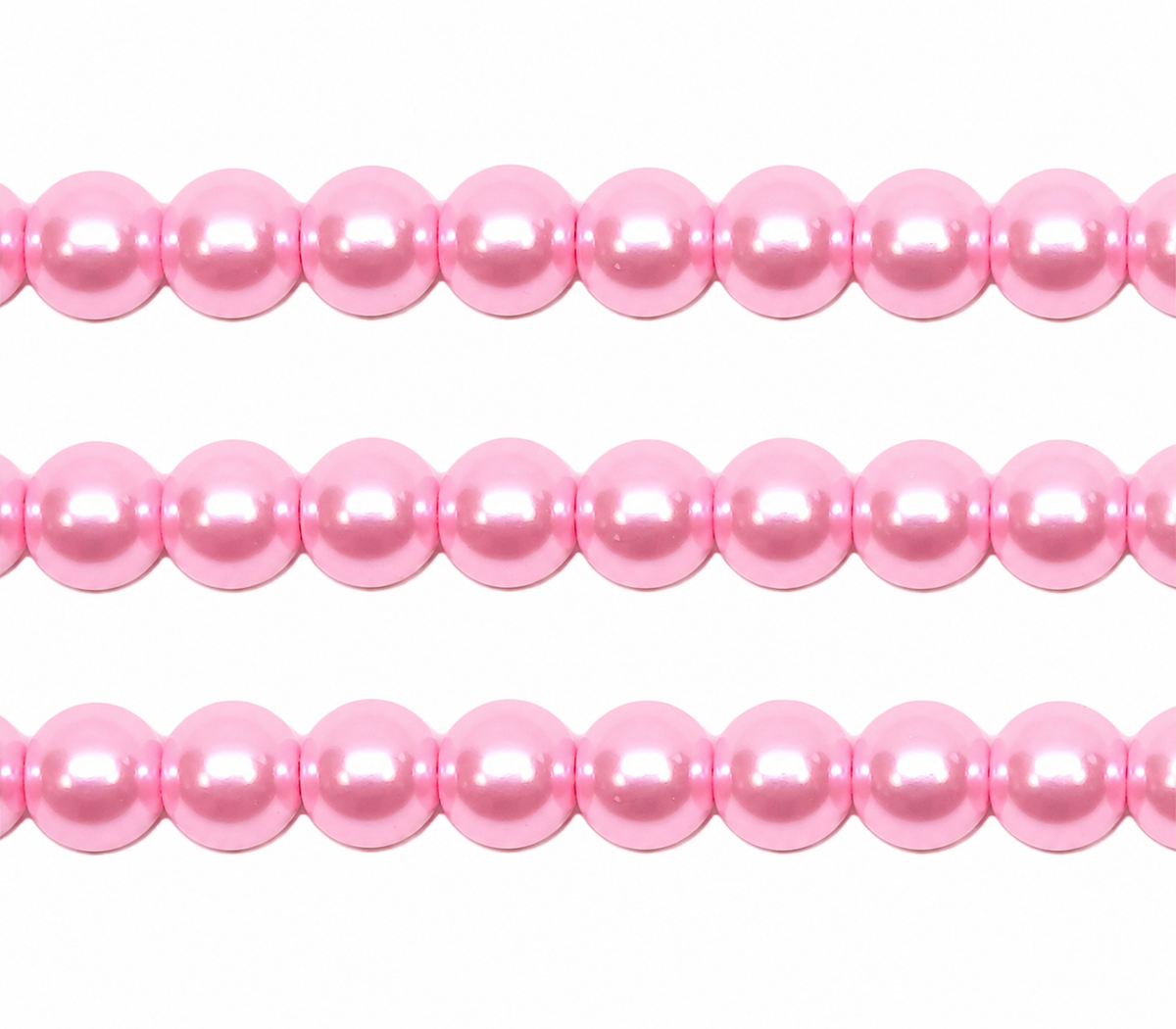 Pink Round Glass Pearl Beads - 6mm, 8mm