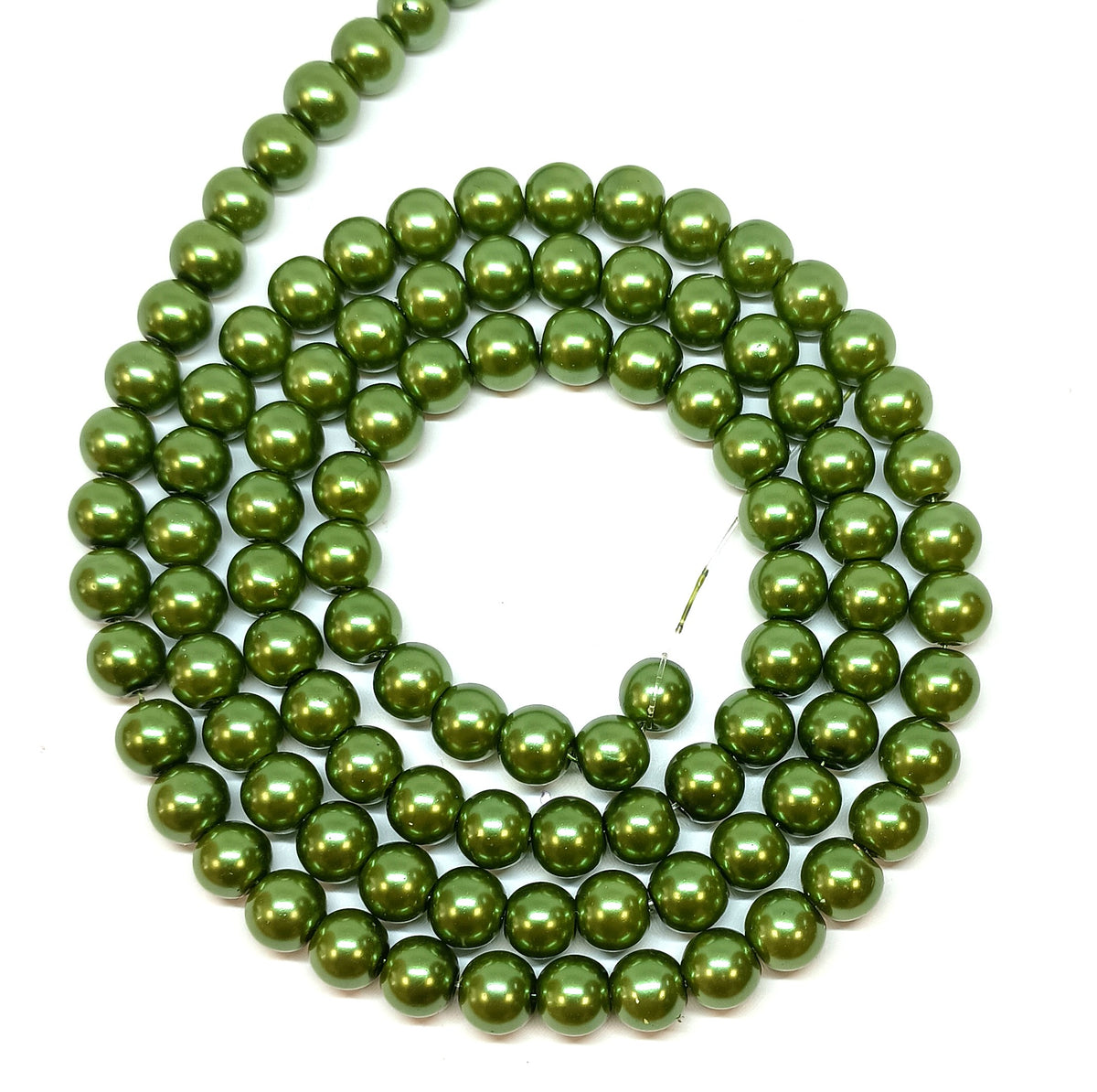 Green Round Glass Pearl Beads - 6mm, 8mm