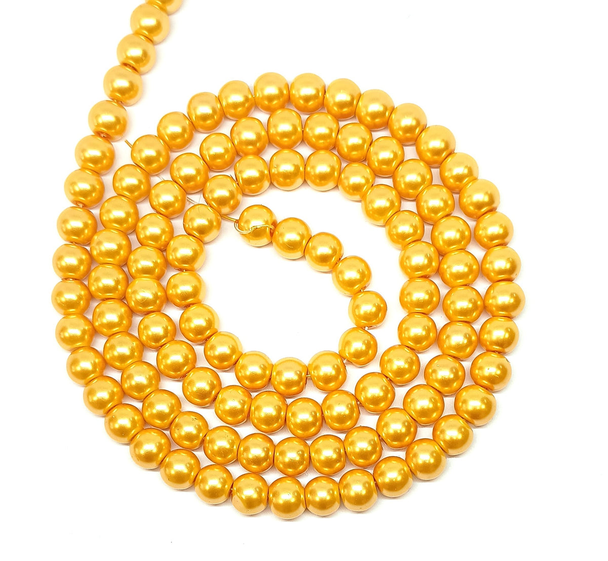 Red and Yellow Round Glass Pearl Beads - 6mm, 8mm