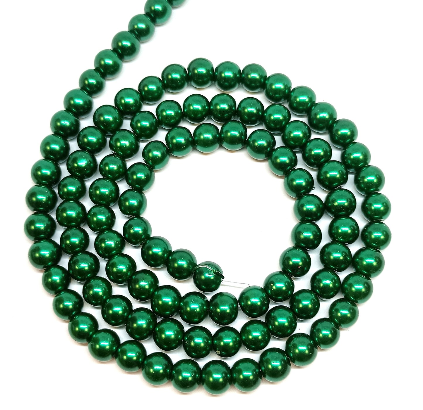 Green Round Glass Pearl Beads - 6mm, 8mm