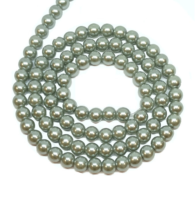 Metallic Round Glass Pearl Beads - 6mm, 8mm
