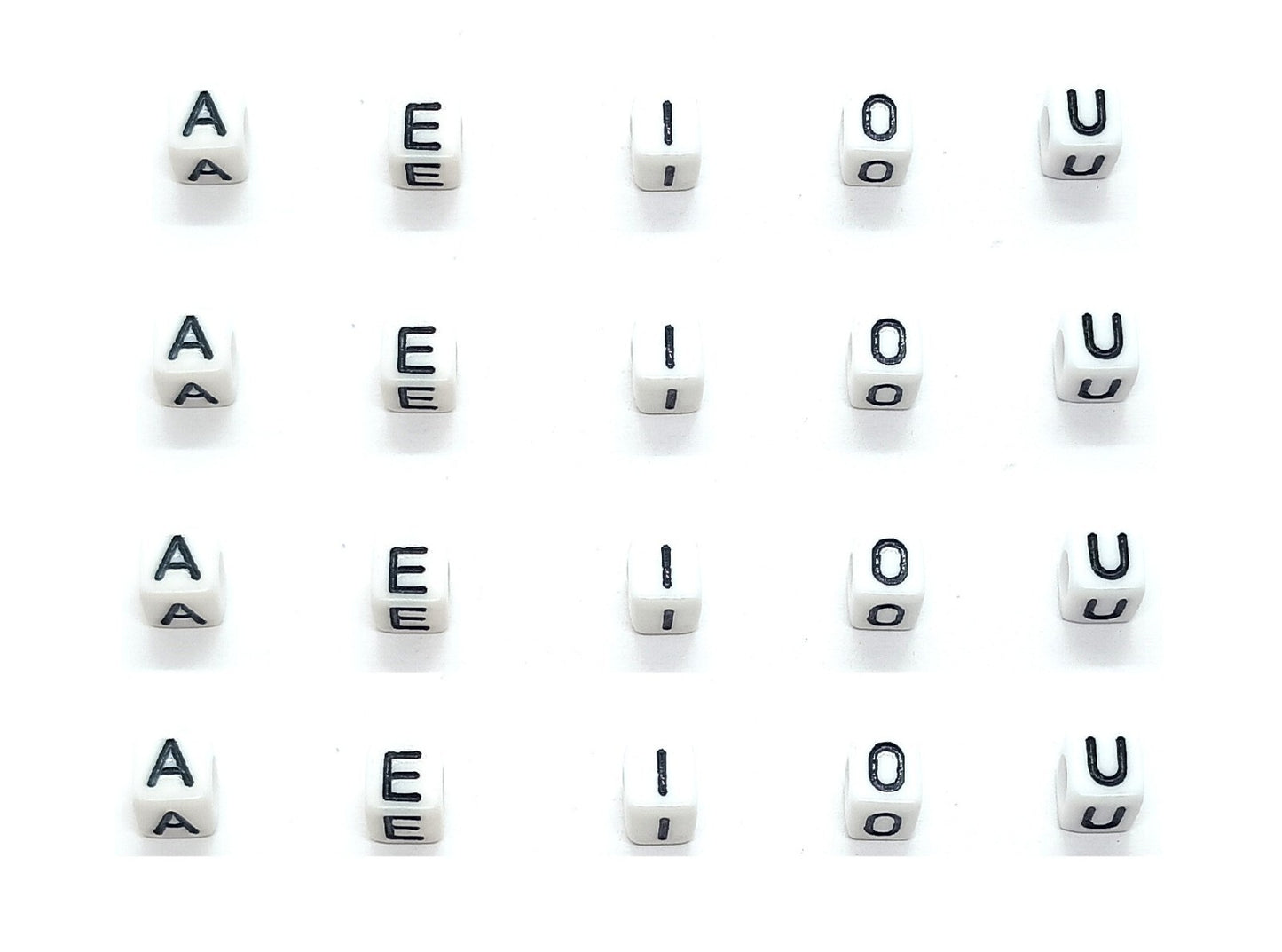 6mm Cube White Alphabet Beads