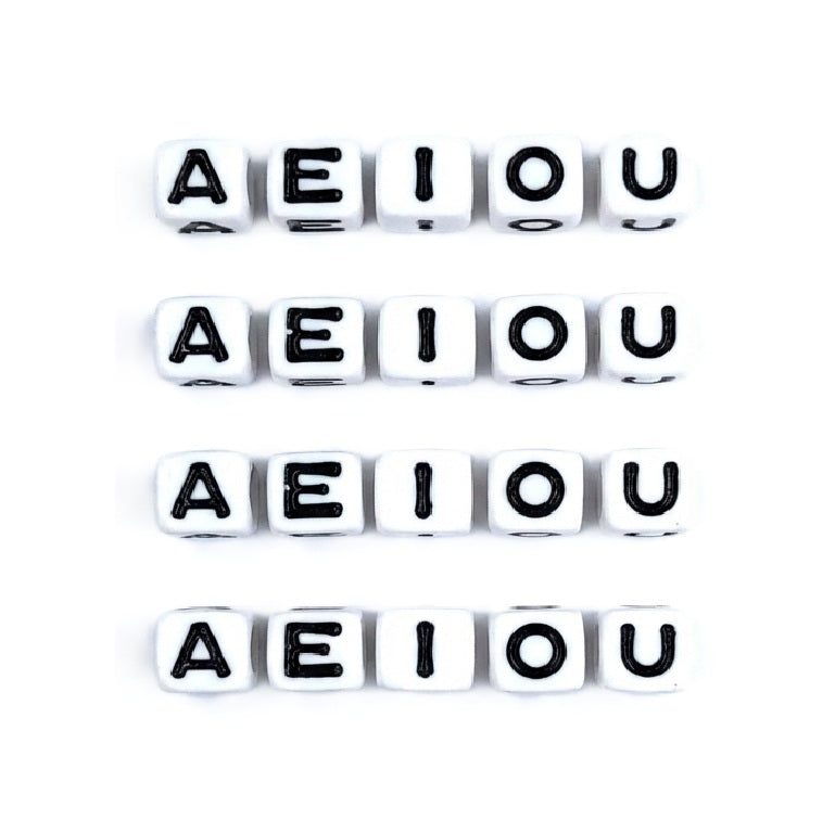 50 x 7mm white cube single & mixed alphabets / letters acrylic beads