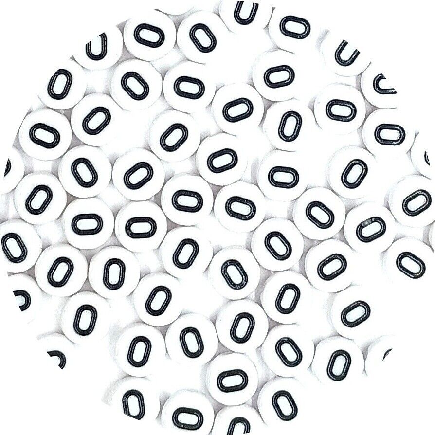 7mm White Round Numbers Beads