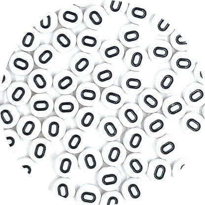 7mm White Round Numbers Beads