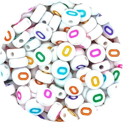 7mm White Round Numbers Beads Colourful Numbers