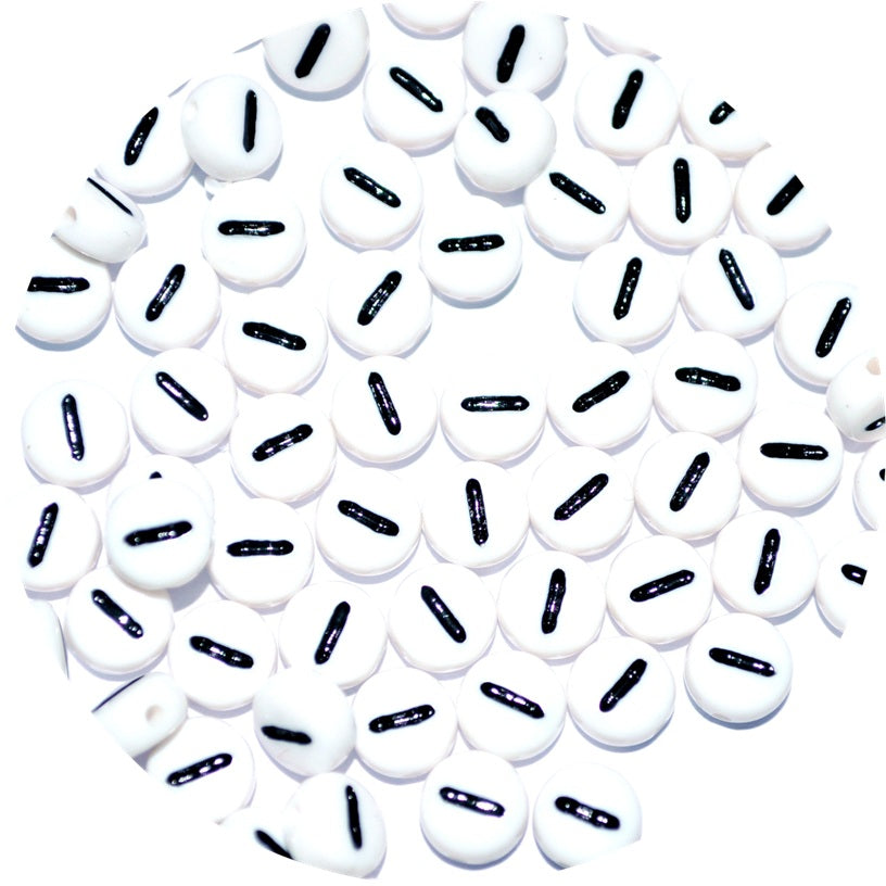 7mm White Round Numbers Beads