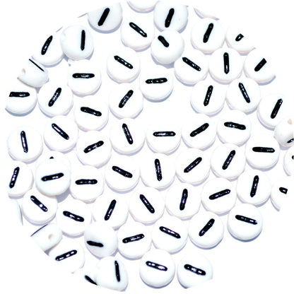7mm White Round Numbers Beads