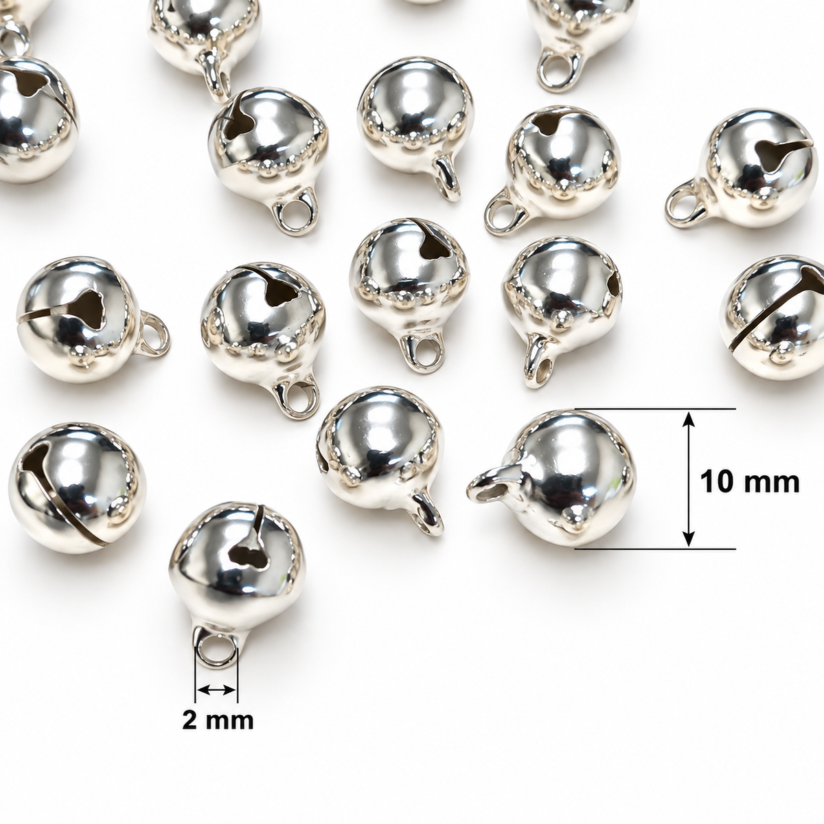 10mm Copper Silver Jingle Bells