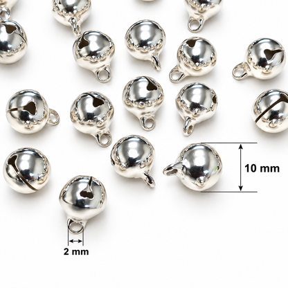 10mm Copper Silver Jingle Bells