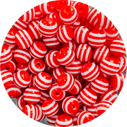6mm Solid Colour Striped Round Resin Beads
