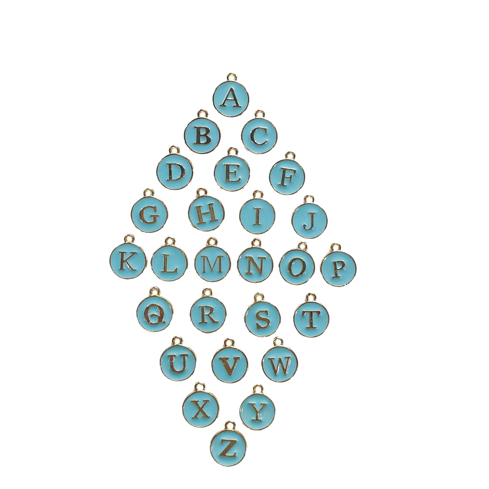 12mm Round Enamel Alphabet Letter Charms A–Z Metal Pendants