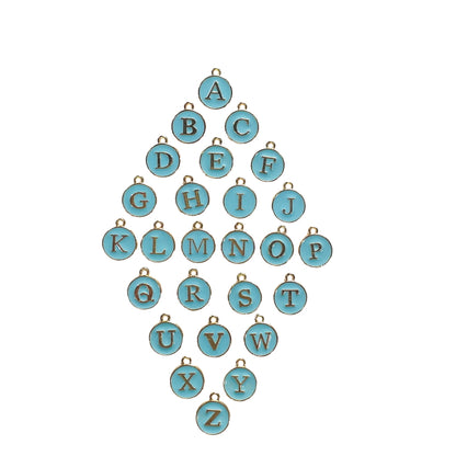 12mm Round Enamel Alphabet Letter Charms A–Z Metal Pendants