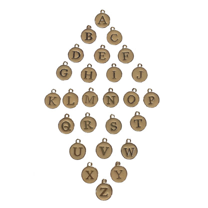 12mm Round Enamel Alphabet Letter Charms A–Z Metal Pendants