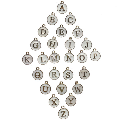 12mm Round Enamel Alphabet Letter Charms A–Z Metal Pendants