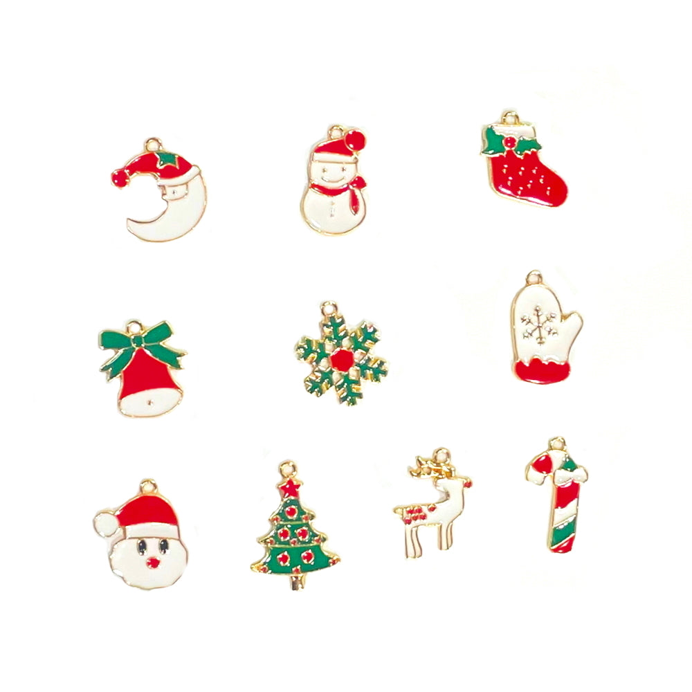 Christmas Metal Pendant beads Enamel Festive Charms