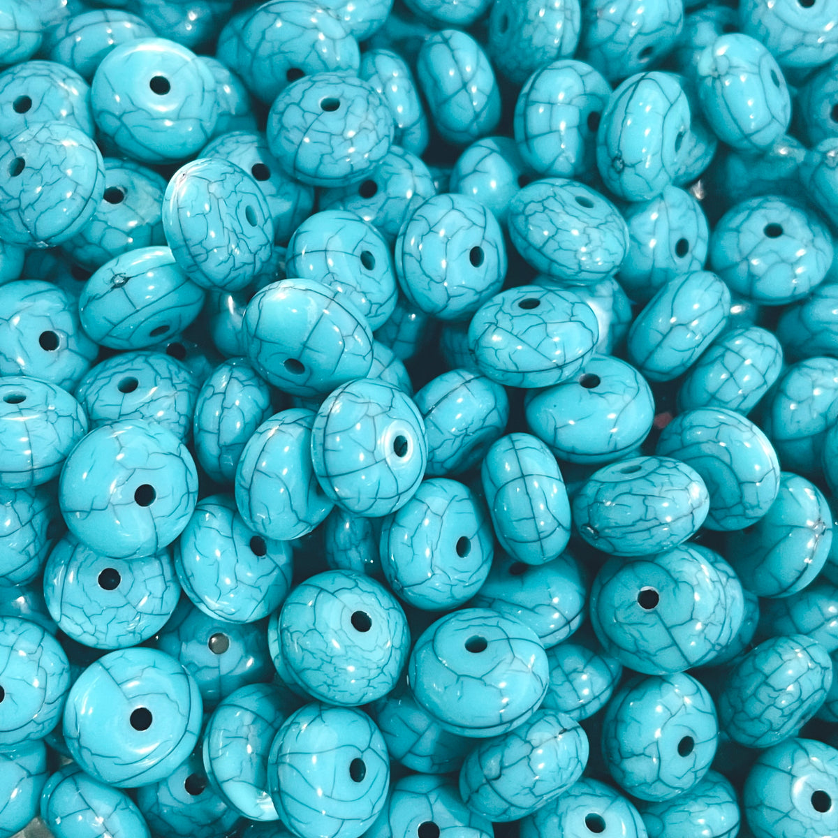 12 mm flat round Crackle Rondelle Acrylic Beads