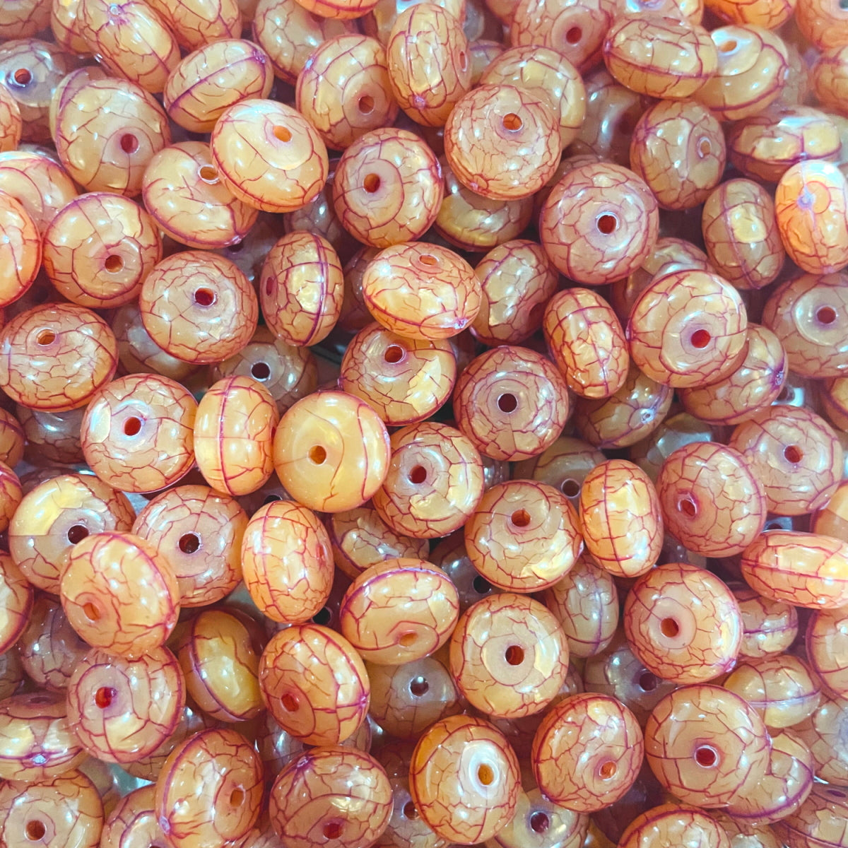 12 mm flat round Crackle Rondelle Acrylic Beads