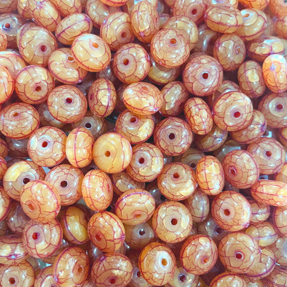 12 mm flat round Crackle Rondelle Acrylic Beads