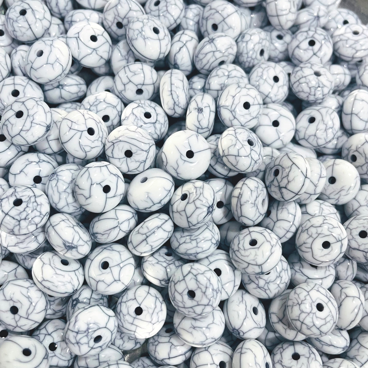 12 mm flat round Crackle Rondelle Acrylic Beads