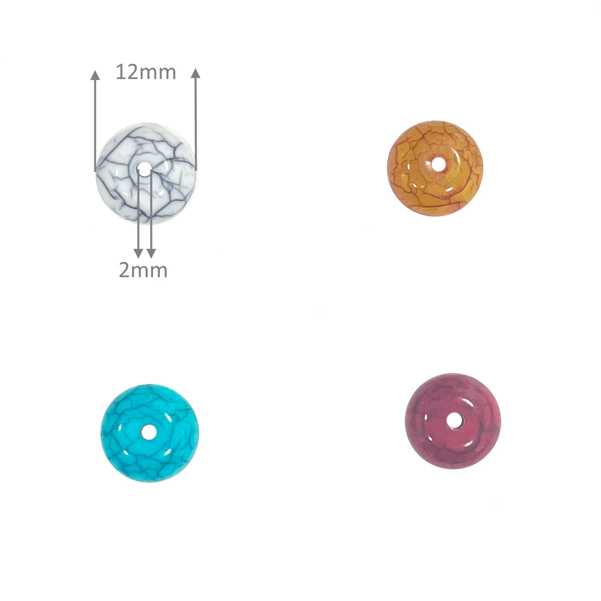 12 mm flat round Crackle Rondelle Acrylic Beads
