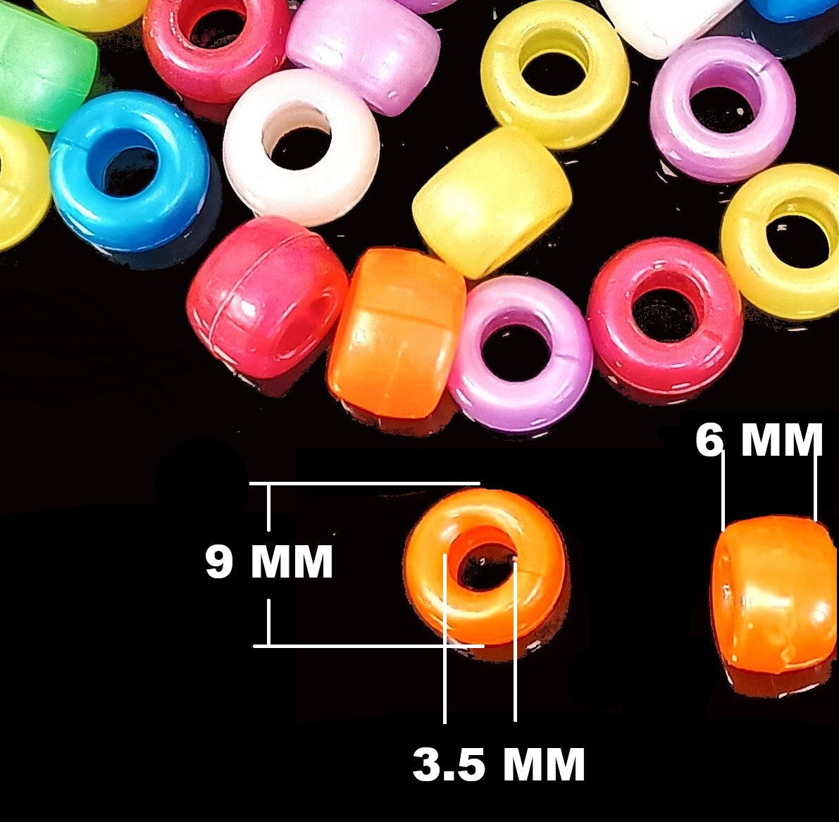 9x6mm Pearlised Pony Beads - Mixed Colour