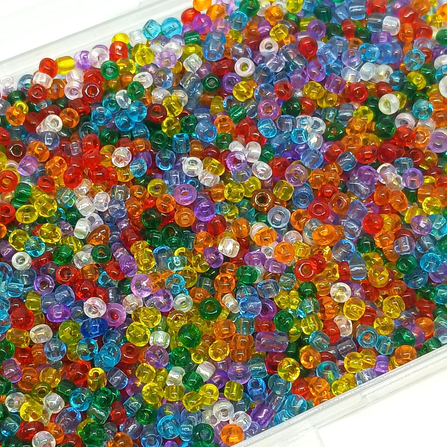 A Box of 100 gram 3mm Multicoloured Glass Seed Beads