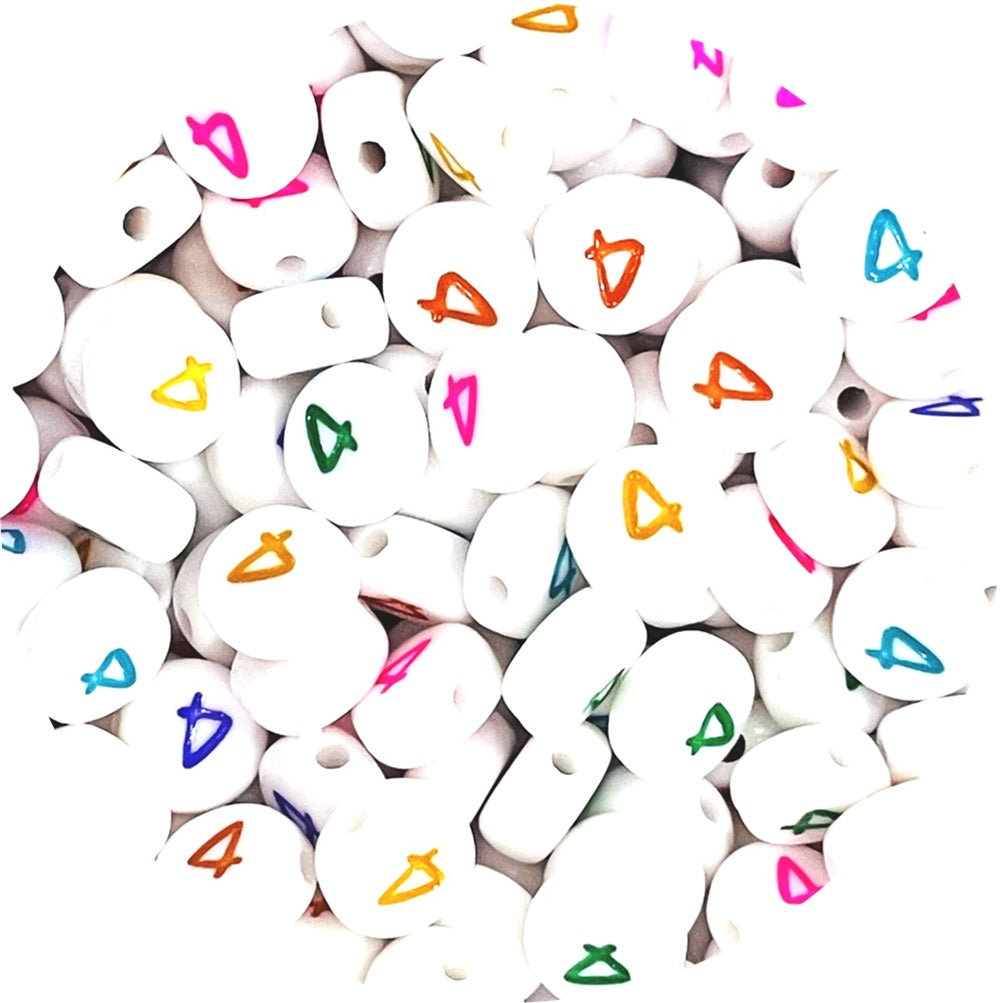 7mm White Round Numbers Beads Colourful Numbers