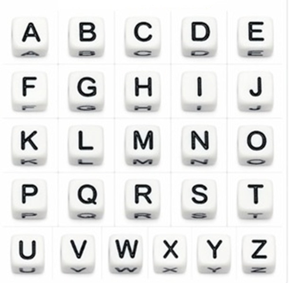 1000pcs 6mm Cube White Alphabet Beads