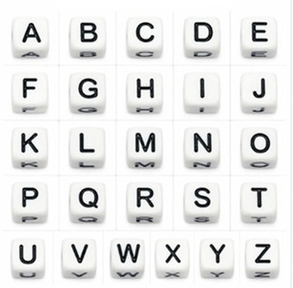 1000pcs 6mm Cube White Alphabet Beads