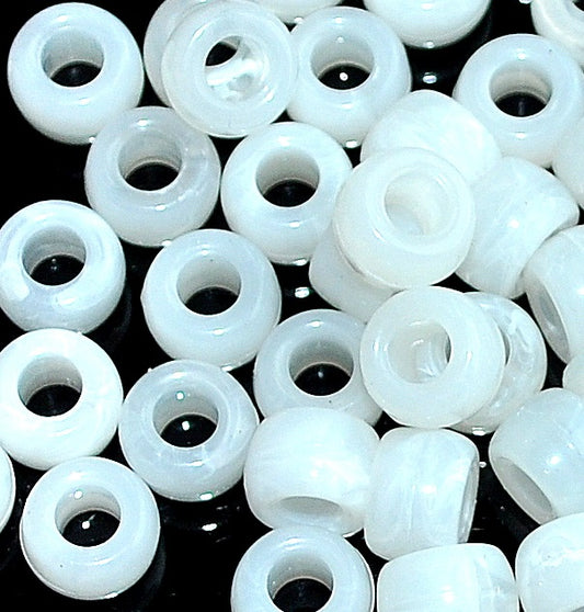 9x6mm Cloudy Stone Pony Beads - White