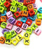 6mm Cube Acrylic Alphabet Beads - Solid Multicoloured
