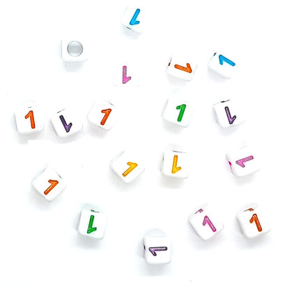6mm White Cube Numbers Beads Colourful Numbers