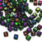 6mm Black Cube Numbers Beads Colourful Numbers