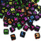 6mm Black Cube Acrylic Alphabet Beads - Colourful Mixed Letters