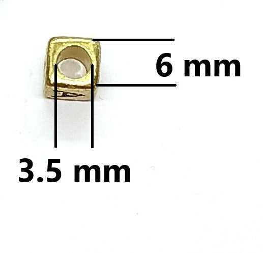 6mm Gold Cube Acrylic Alphabet Beads - Mixed Letters