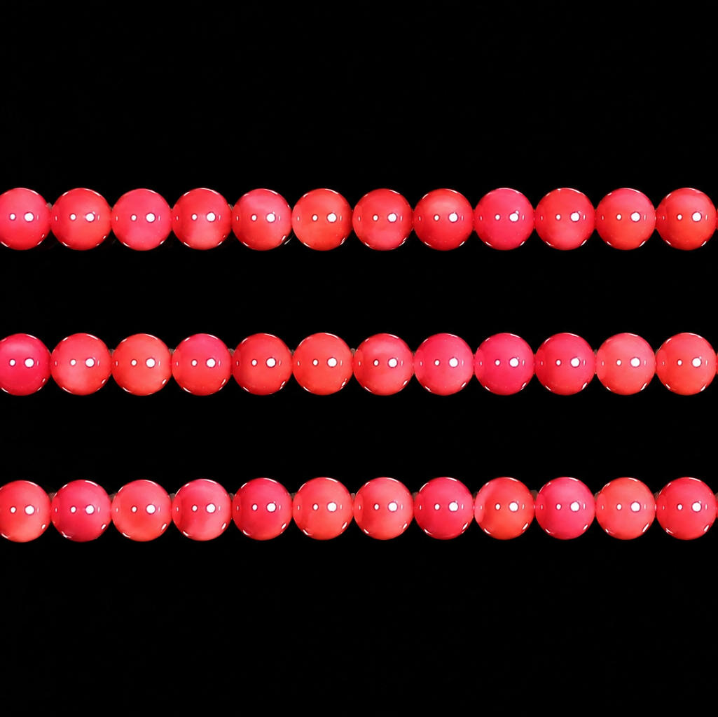 6mm Natural Round Coral Beads - Red