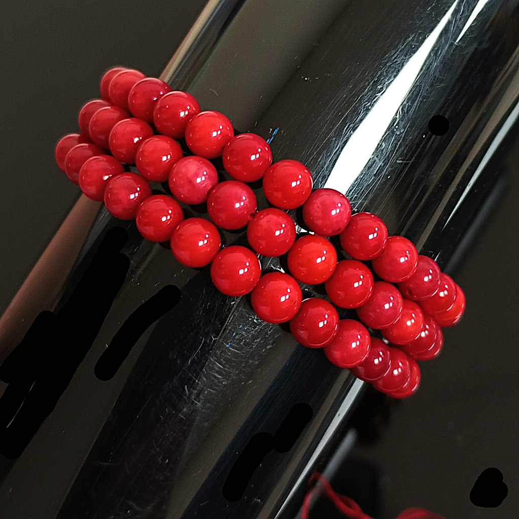 7mm Natural Round Coral Beads - Red