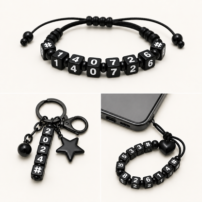 6mm Black Cube Numbers Beads