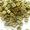 6mm Gold Cube Acrylic Alphabet Beads - Mixed Letters