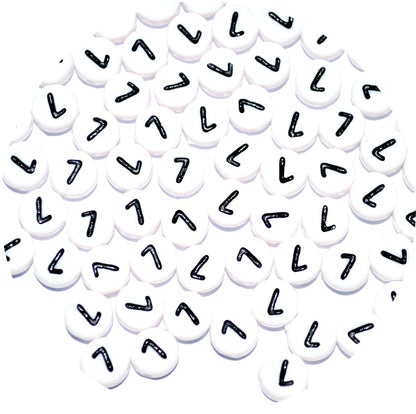 7mm White Round Numbers Beads