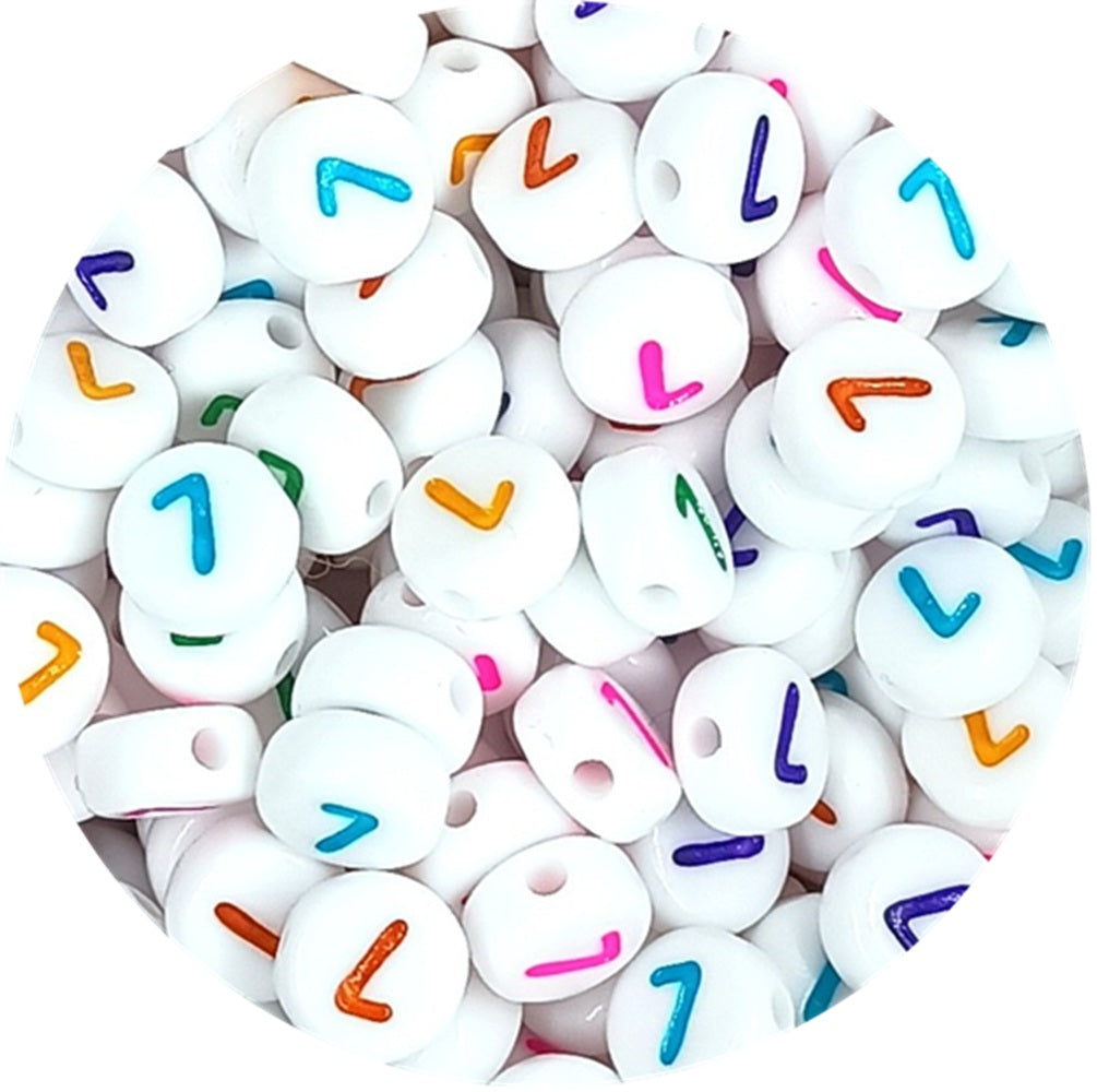 7mm White Round Numbers Beads Colourful Numbers