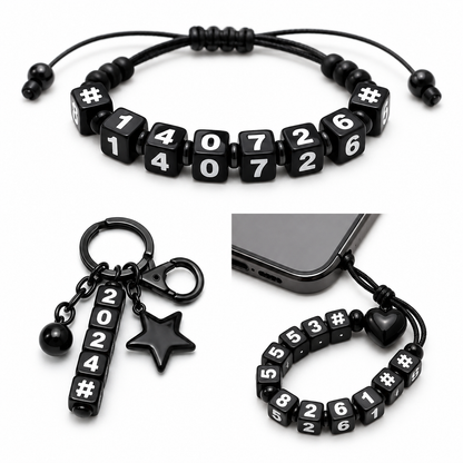 7mm Black Cube Numbers Beads