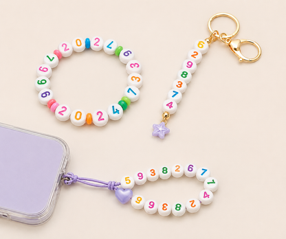 7mm White Round Numbers Beads Colourful Numbers