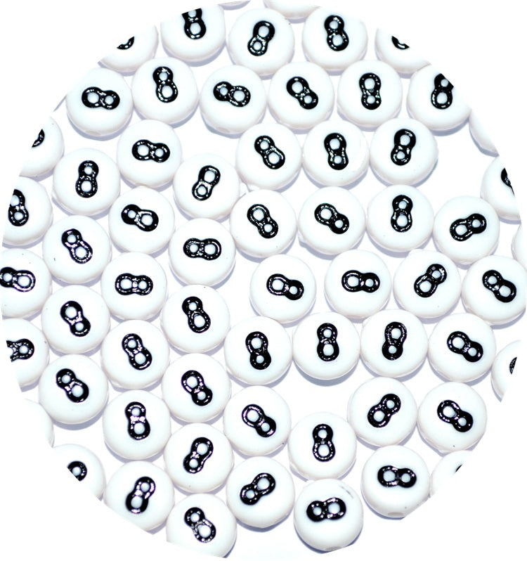 7mm White Round Numbers Beads