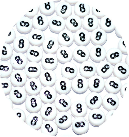 7mm White Round Numbers Beads