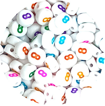 7mm White Round Numbers Beads Colourful Numbers